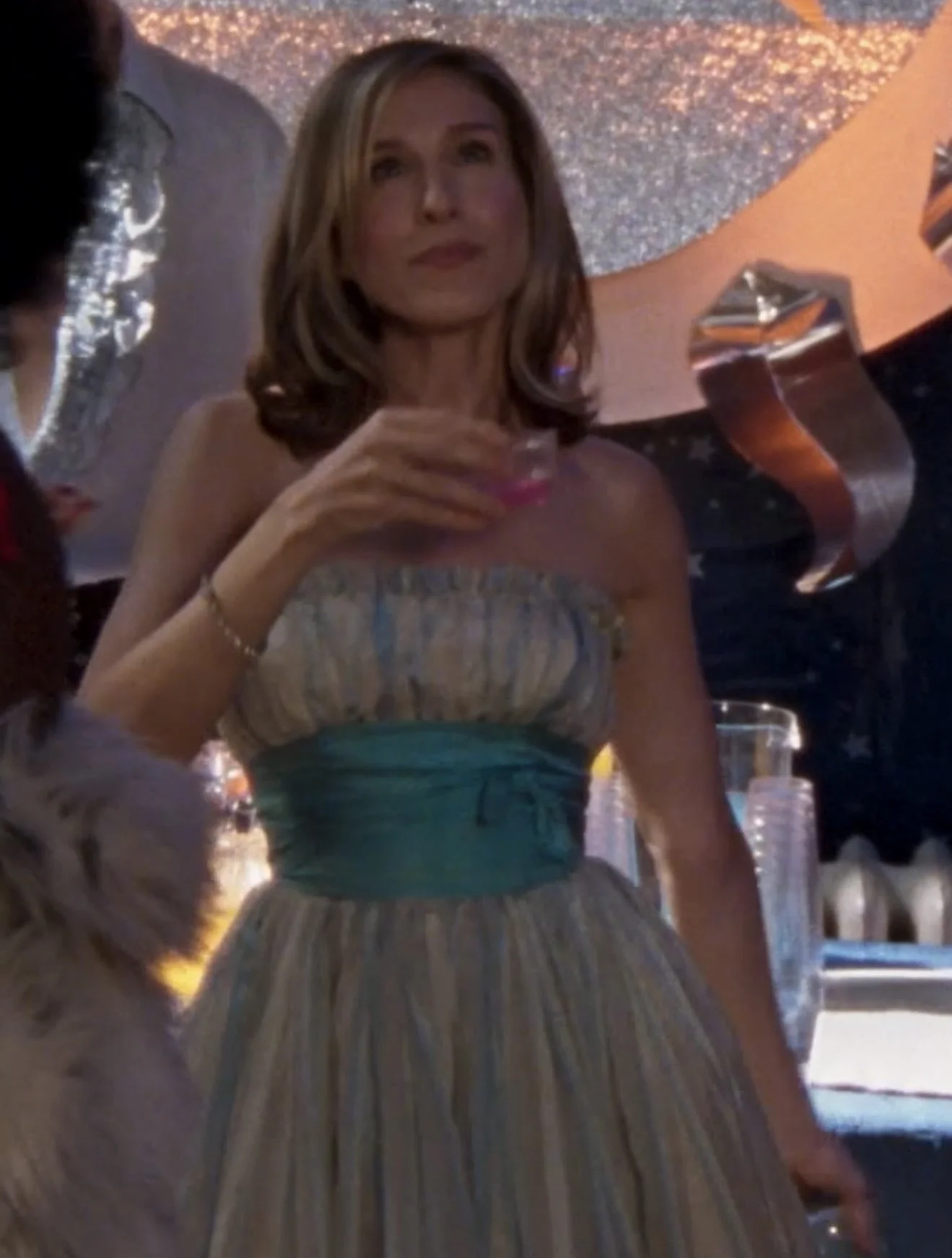 Betsey Johnson 100% Silk 2000's Darling Blue & White Striped Bow